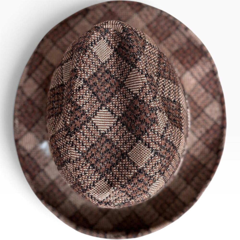 Vintage 1960s Penney’s Towncraft Plaid Fedora Feather Union Made Hat Small - Picture 7 of 16